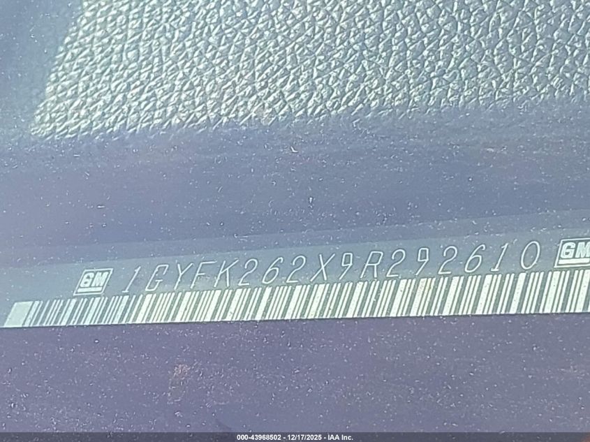 2009 Cadillac Escalade Esv Standard VIN: 1GYFK262X9R292610 Lot: 43968502