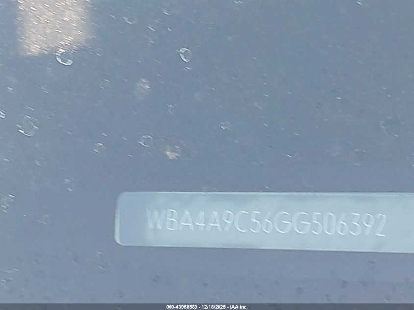 2016 BMW 428I Gran Coupe VIN: WBA4A9C56GG506392 Lot: 43968583