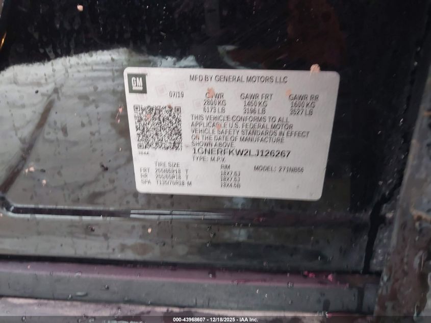 2020 Chevrolet Traverse Fwd Ls VIN: 1GNERFKW2LJ126267 Lot: 43968607