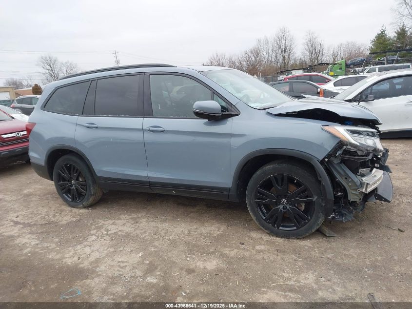 2022 Honda Pilot Awd Black Edition VIN: 5FNYF6H71NB082190 Lot: 43968641