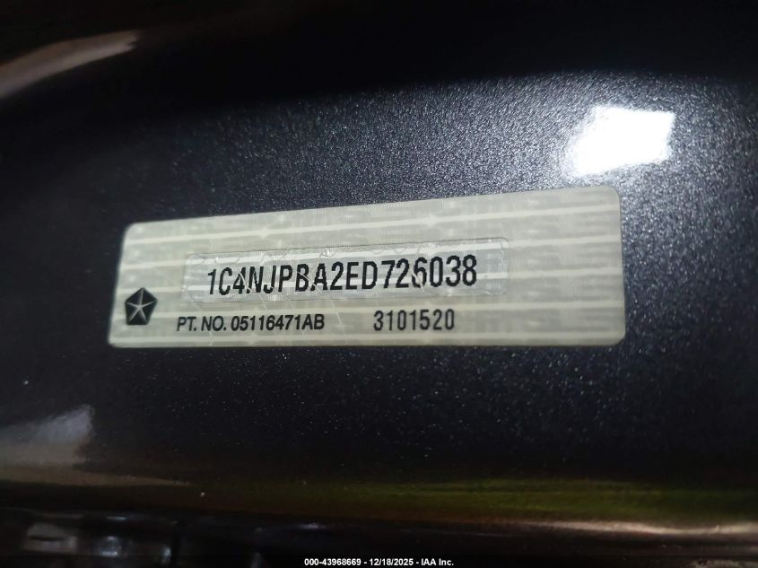 2014 Jeep Patriot Altitude VIN: 1C4NJPBA2ED726038 Lot: 43968669