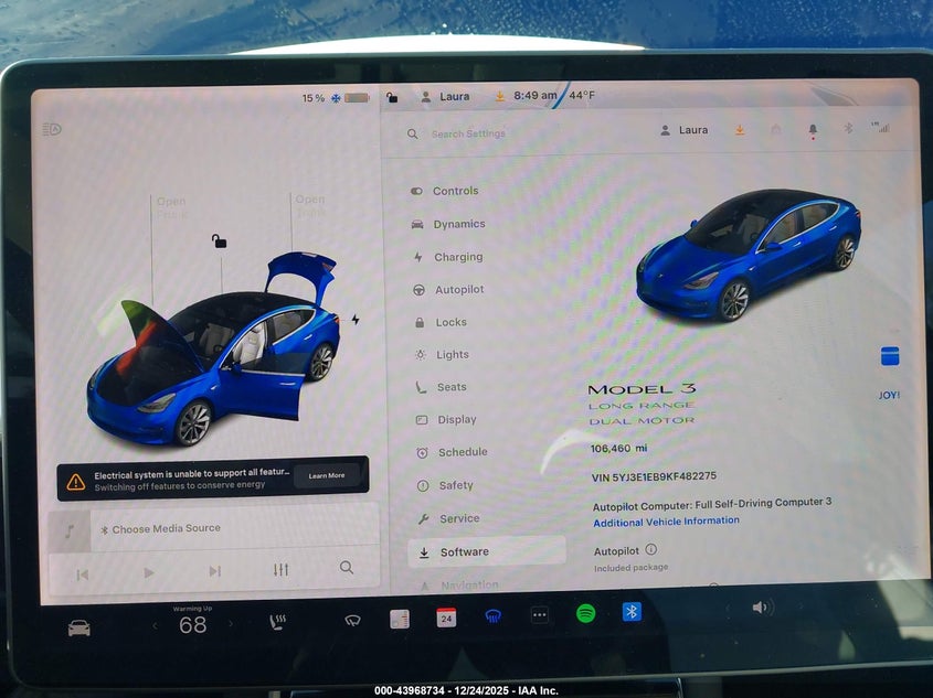 VIN 5YJ3E1EB9KF482275 2019 TESLA MODEL 3 LONG RANGE/PERFORMANCE