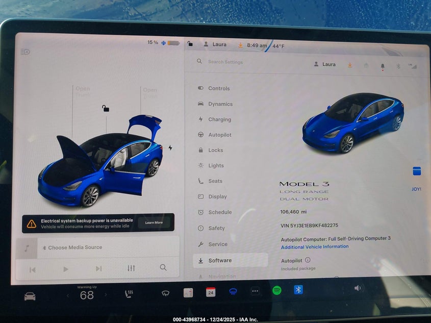 VIN 5YJ3E1EB9KF482275 2019 TESLA MODEL 3 LONG RANGE/PERFORMANCE