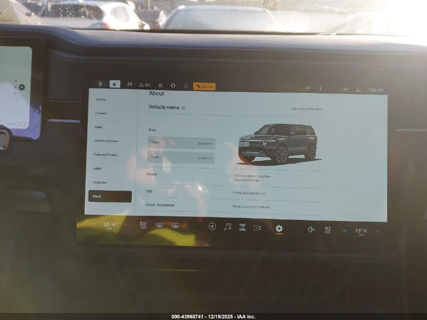 2025 Rivian R1S Adventure Dual Motor Large Pack/Adventure Dual Motor Max Pack VIN: 7PDSGBBA0SN050532 Lot: 43968741