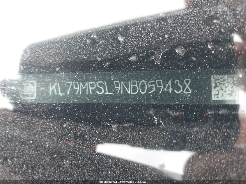 2022 Chevrolet Trailblazer Fwd Lt VIN: KL79MPSL9NB059438 Lot: 43968744