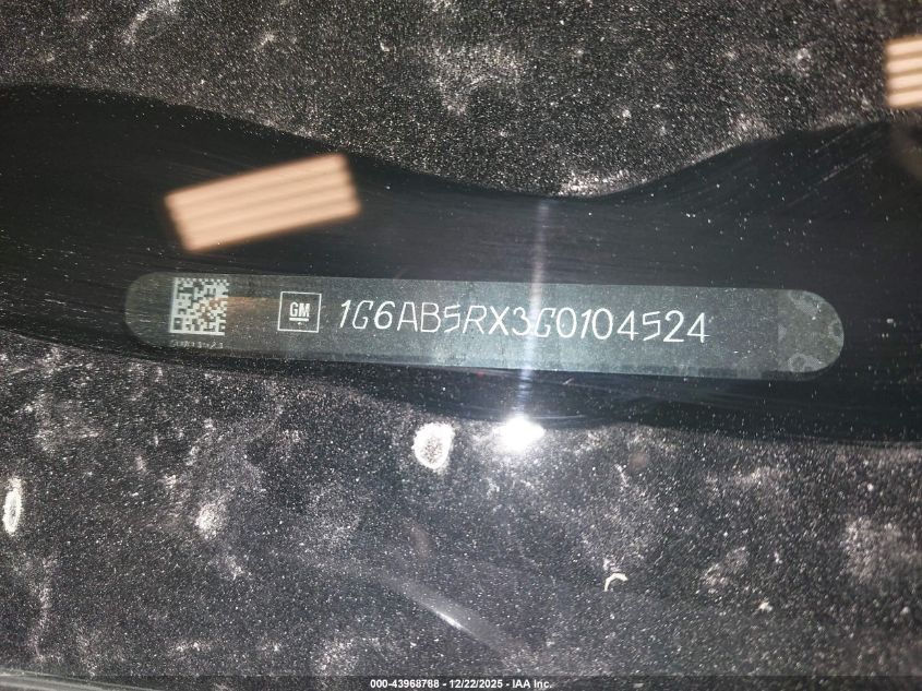2016 Cadillac Ats Luxury Collection VIN: 1G6AB5RX3G0104524 Lot: 43968788