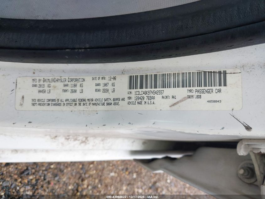 2007 Chrysler Sebring VIN: 1C3LC46K97N542557 Lot: 43968822