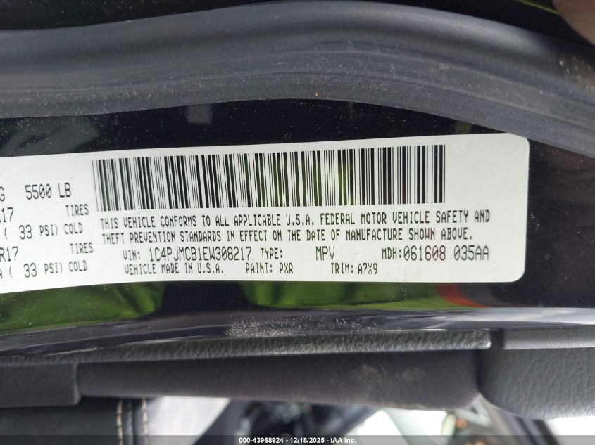 2014 Jeep Cherokee Latitude VIN: 1C4PJMCB1EW308217 Lot: 43968924