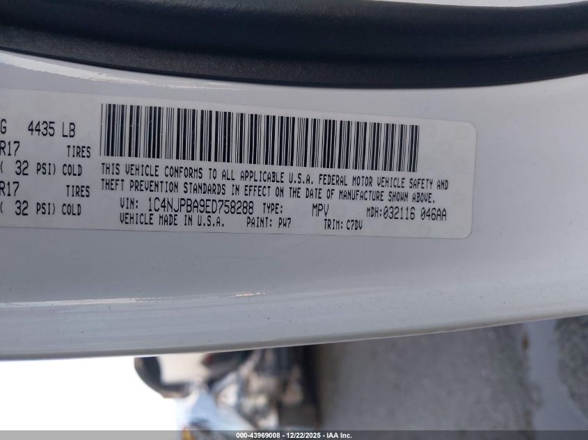 2014 Jeep Patriot Altitude VIN: 1C4NJPBA9ED758288 Lot: 43969008