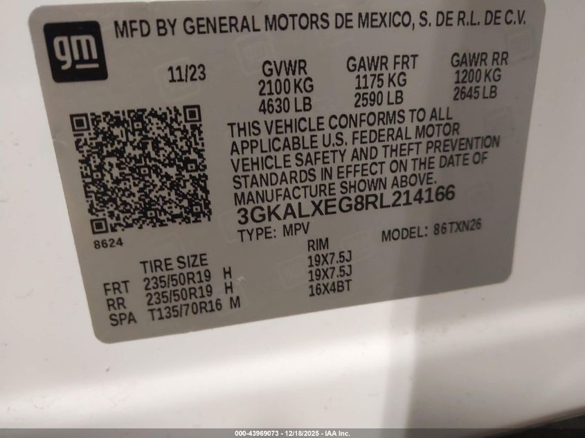 2024 GMC Terrain Awd Denali VIN: 3GKALXEG8RL214166 Lot: 43969073