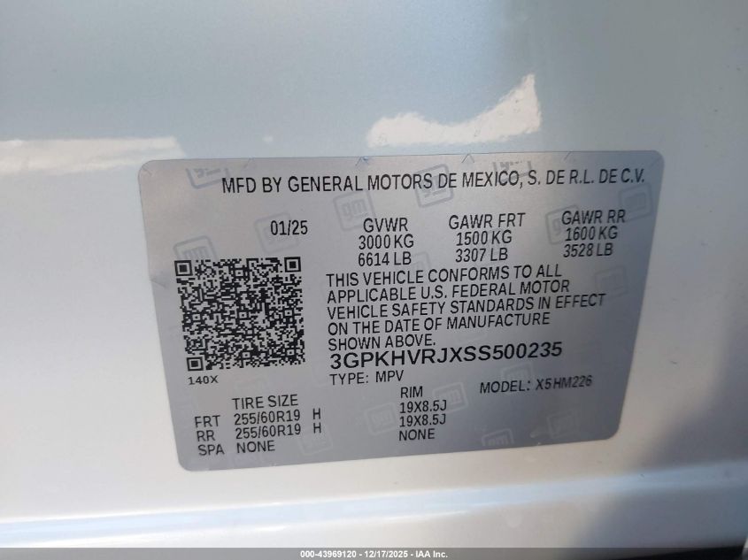 2025 Honda Prologue Ex VIN: 3GPKHVRJXSS500235 Lot: 43969120