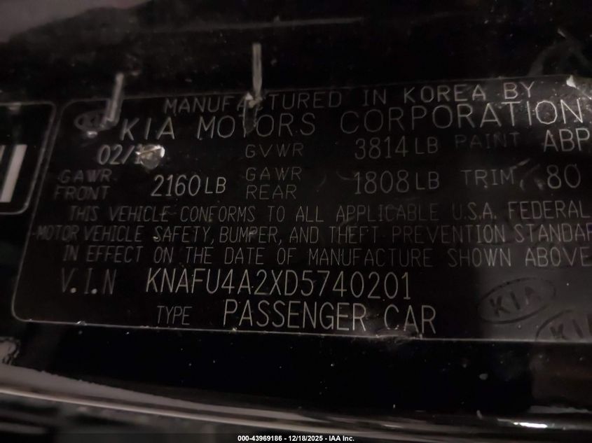 2013 Kia Forte Ex VIN: KNAFU4A2XD5740201 Lot: 43969186