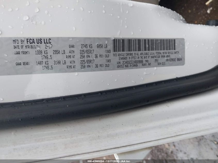 2017 Dodge Grand Caravan Sxt VIN: 2C4RDGCG1HR689898 Lot: 43969204