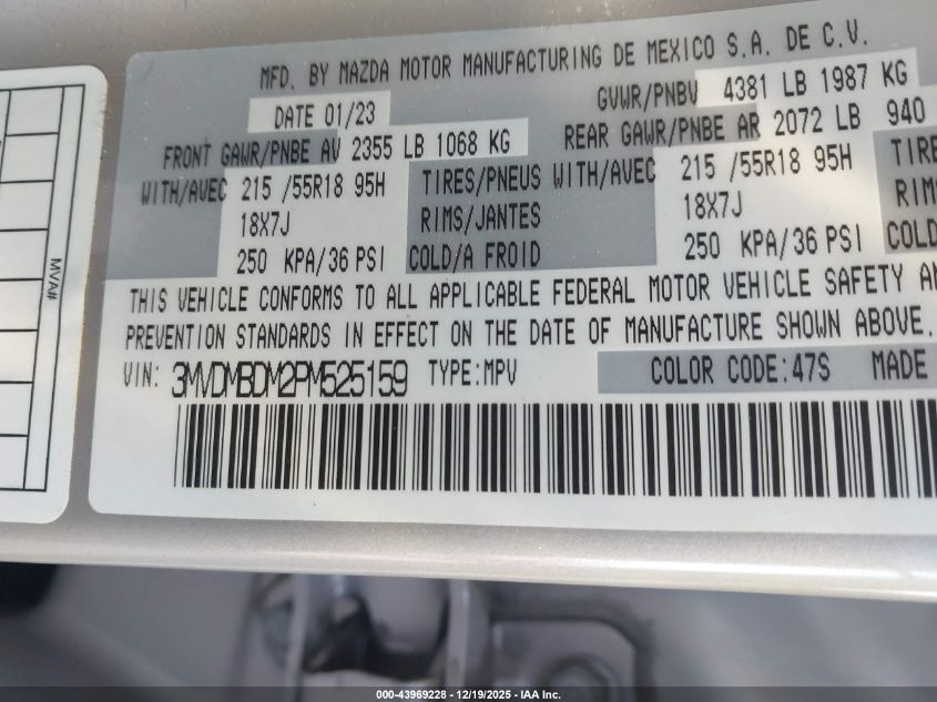 2023 Mazda Cx-30 2.5 S Premium VIN: 3MVDMBDM2PM525159 Lot: 43969228