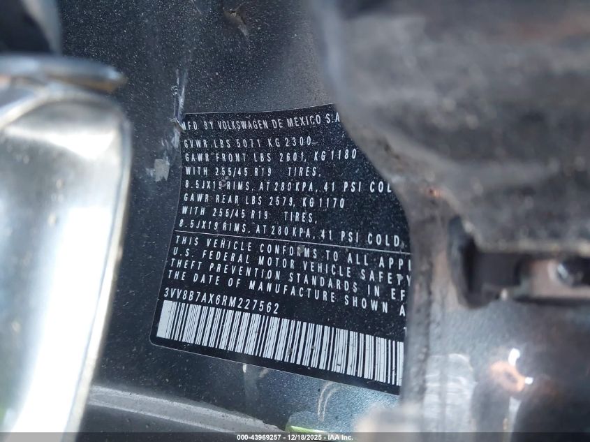 2024 Volkswagen Tiguan 2.0T Se R-Line Black VIN: 3VV8B7AX6RM227562 Lot: 43969257