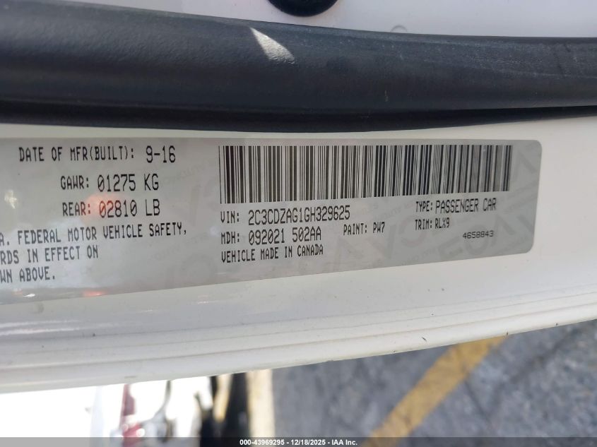 2016 Dodge Challenger Sxt Plus VIN: 2C3CDZAG1GH329625 Lot: 43969295