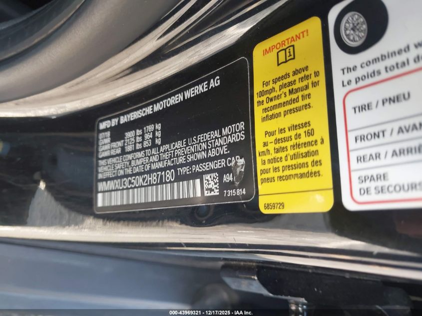 2019 Mini Hardtop Cooper S VIN: WMWXU3C50K2H87180 Lot: 43969321