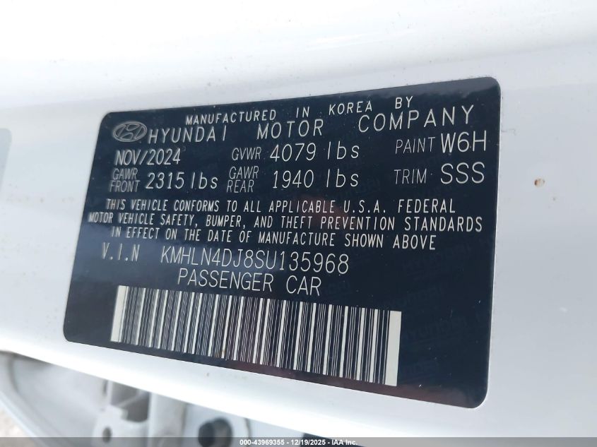 2025 Hyundai Elantra Limited VIN: KMHLN4DJ8SU13596 Lot: 43969355