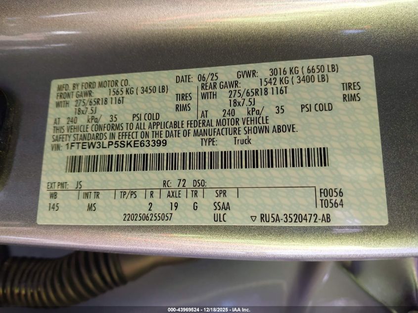 2025 Ford F-150 - 1FTEW3LP5SKE63399