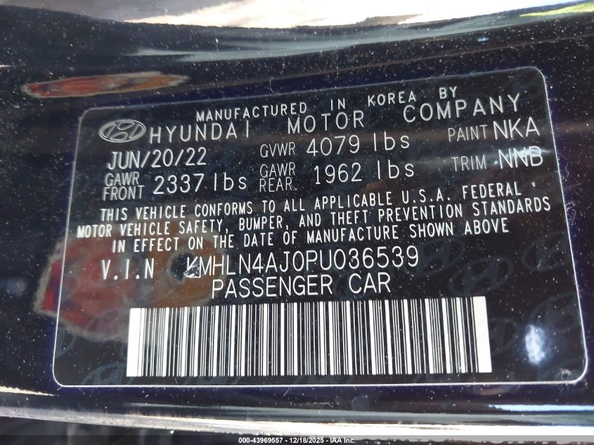 2023 Hyundai Elantra Hybrid Limited VIN: KMHLN4AJ0PU036539 Lot: 43969557