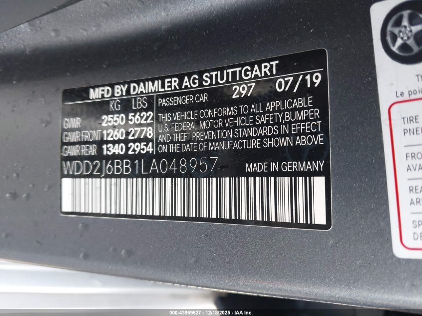 2020 Mercedes-Benz Amg Cls 53 4Matic VIN: WDD2J6BB1LA048957 Lot: 43969627