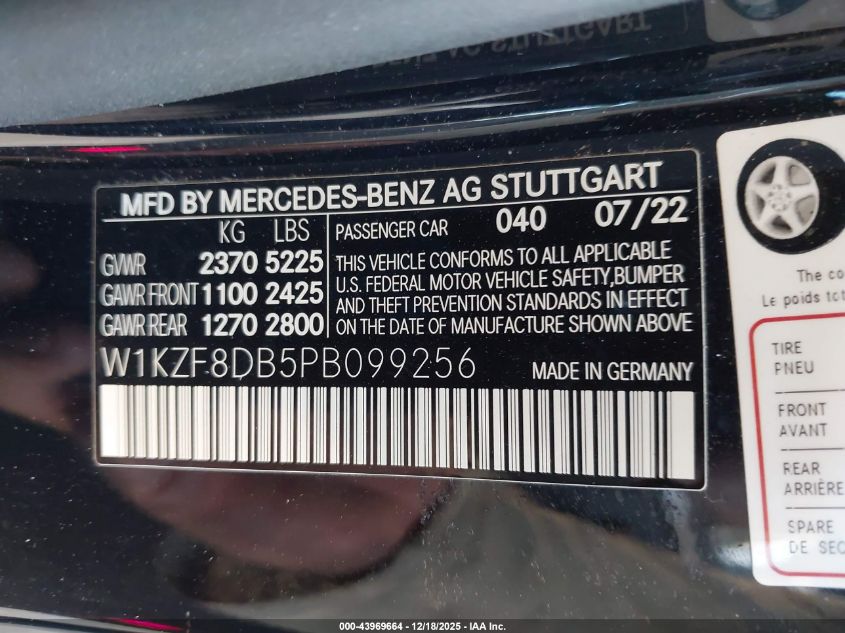 2023 Mercedes-Benz E 350 VIN: W1KZF8DB5PB099256 Lot: 43969664