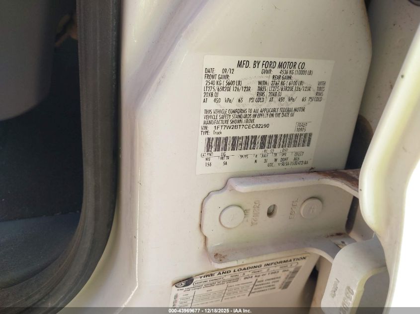 2012 Ford F-250 Lariat VIN: 1FT7W2BT7CEC82290 Lot: 43969677