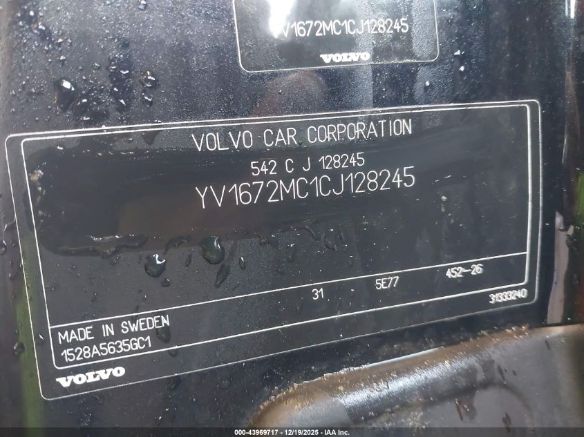 2012 Volvo C70 T5/T5 Platinum/T5 Premier Plus VIN: YV1672MC1CJ128245 Lot: 43969717