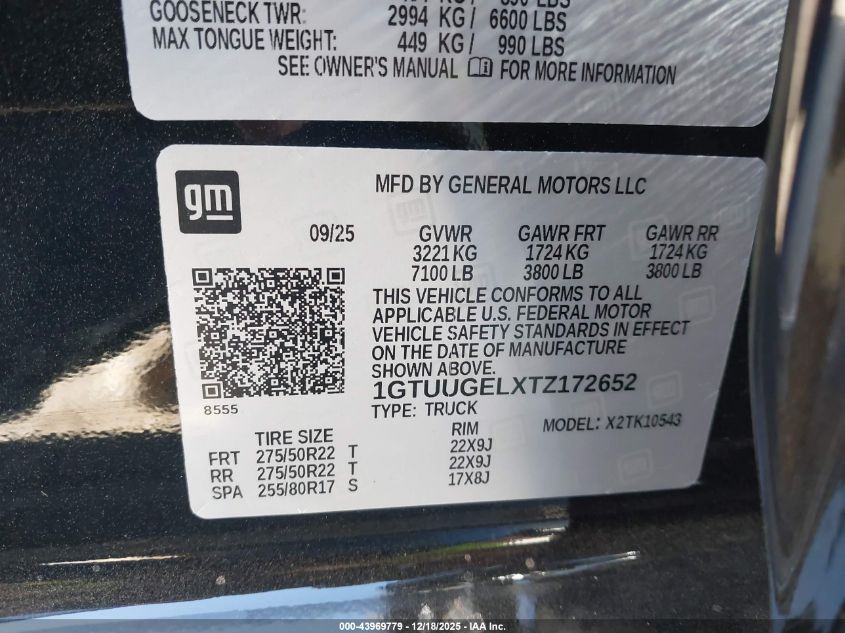 2026 GMC Sierra 1500 , Short Bed, Denali, 4Wd VIN: 1GTUUGELXTZ172652 Lot: 43969779