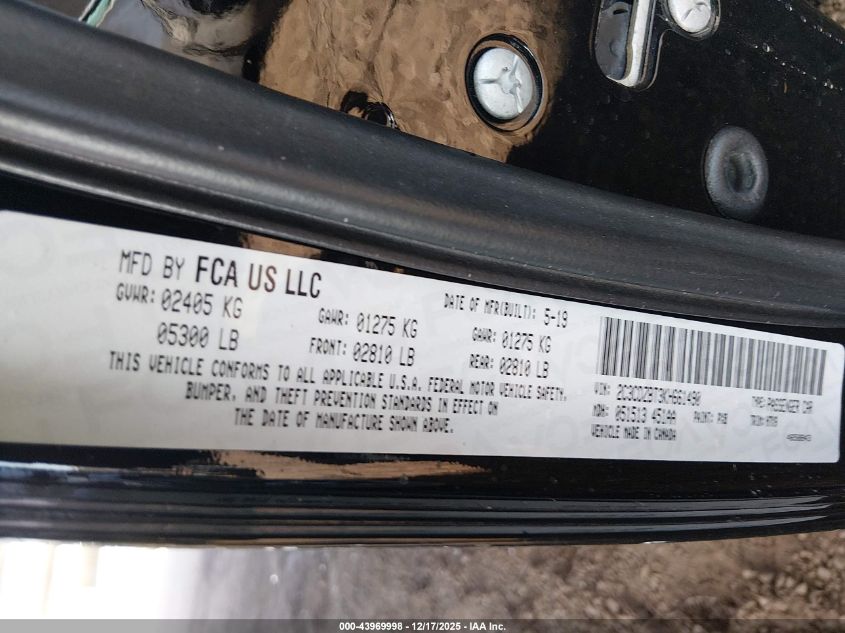 2019 Dodge Challenger R/T VIN: 2C3CDZBT3KH661490 Lot: 43969998