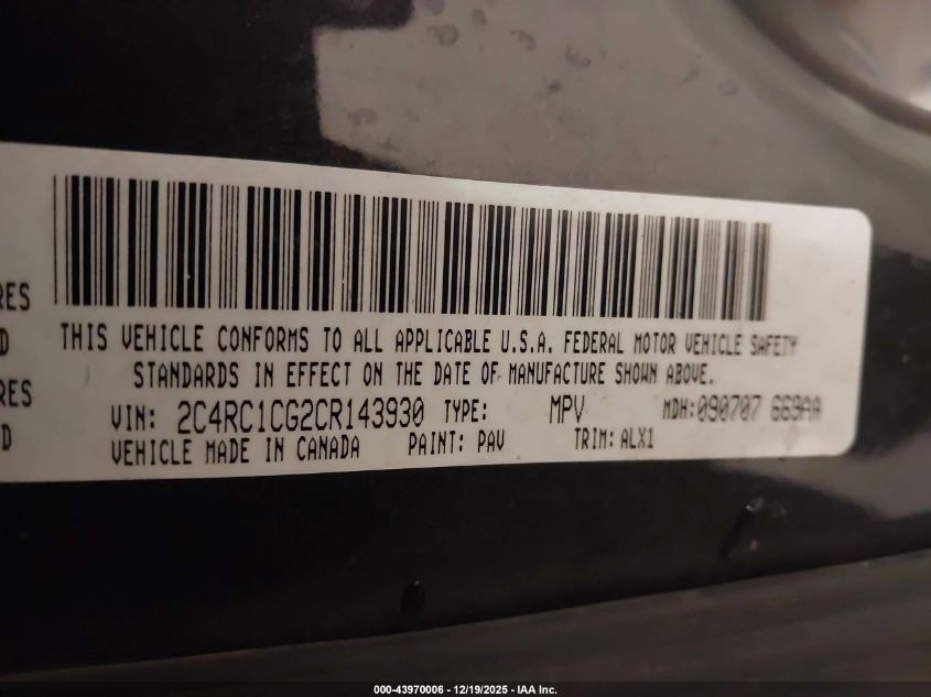 2012 Chrysler Town & Country Touring-L VIN: 2C4RC1CG2CR143930 Lot: 43970006