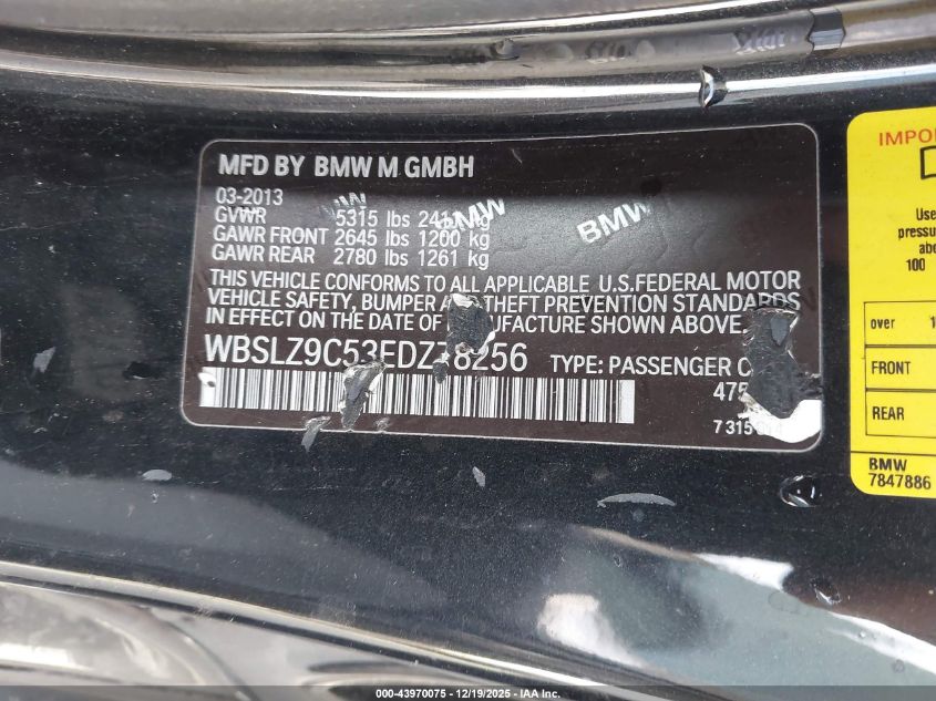 2014 BMW M6 VIN: WBSLZ9C53EDZ78256 Lot: 43970075