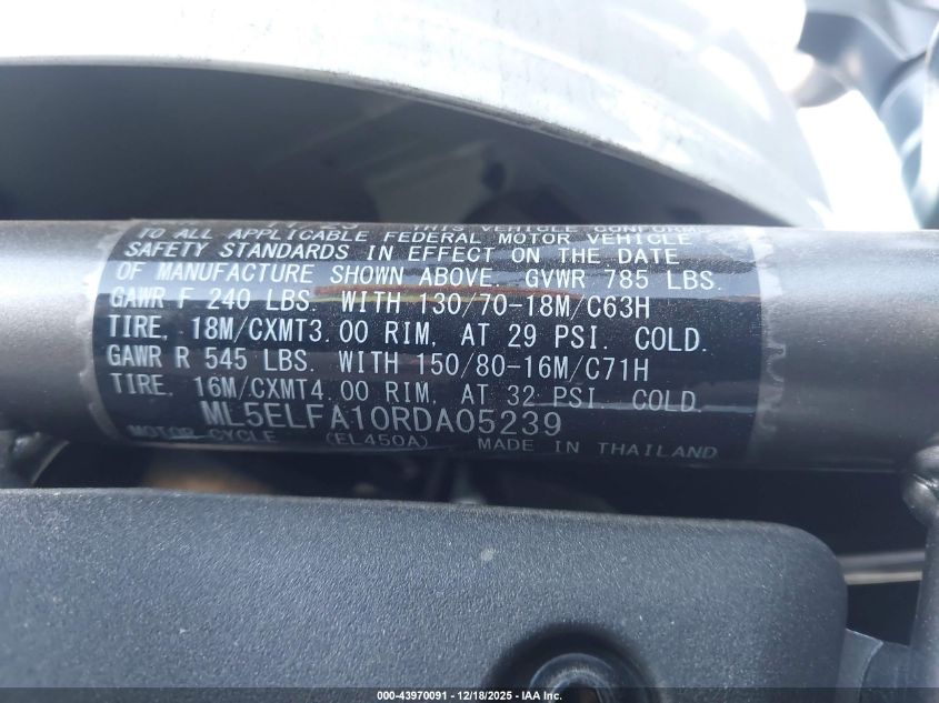 2024 Kawasaki El450 A VIN: ML5ELFA10RDA05239 Lot: 43970091