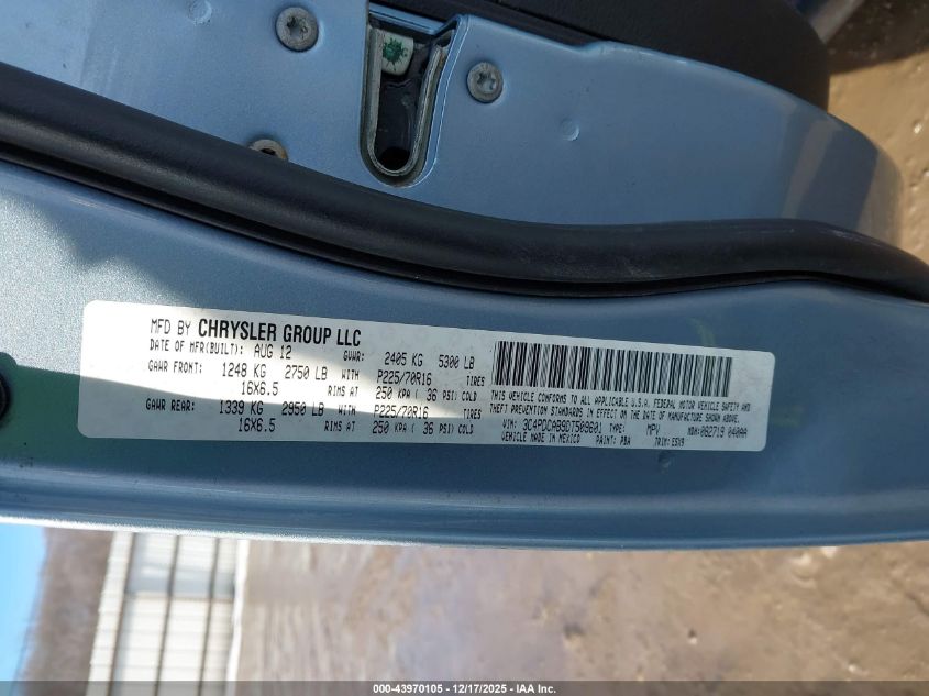 2013 Dodge Journey Se VIN: 3C4PDCAB9DT509601 Lot: 43970105