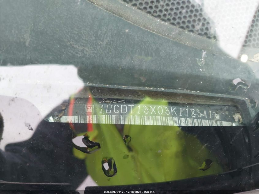 2003 Chevrolet S-10 Ls VIN: 1GCDT13X03K118341 Lot: 43970112