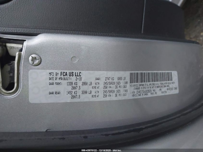 2018 Chrysler Pacifica Touring Plus VIN: 2C4RC1FG4JR229278 Lot: 43970122