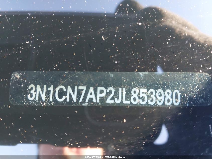 2018 Nissan Versa 1.6 Sv VIN: 3N1CN7AP2JL853980 Lot: 43970184