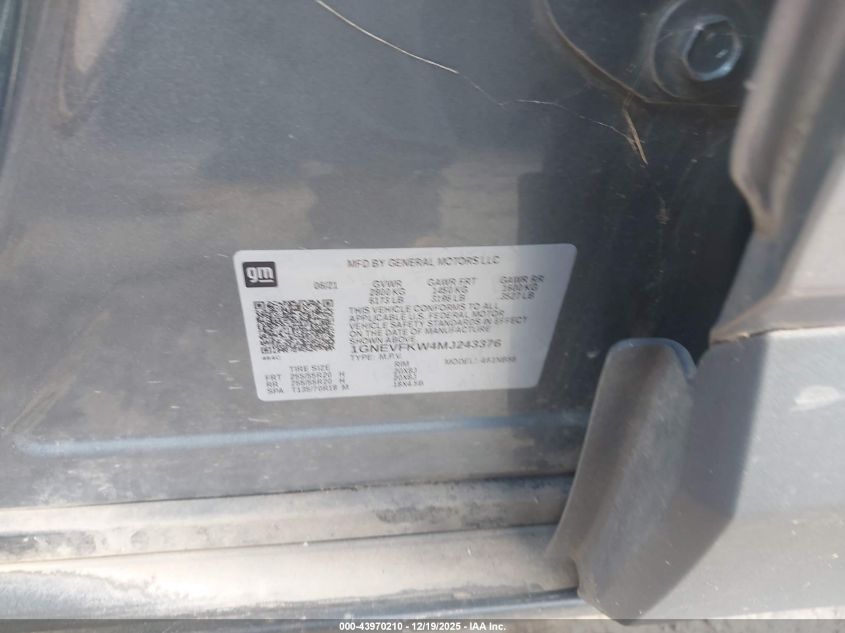 2021 Chevrolet Traverse Awd Ls VIN: 1GNEVFKW4MJ243376 Lot: 43970210