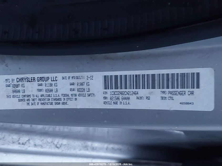 2012 Dodge Avenger Se VIN: 1C3CDZAB2CN212464 Lot: 43970279