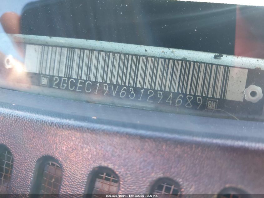 2003 Chevrolet Silverado 1500 Ls VIN: 2GCEC19V631294689 Lot: 43970301