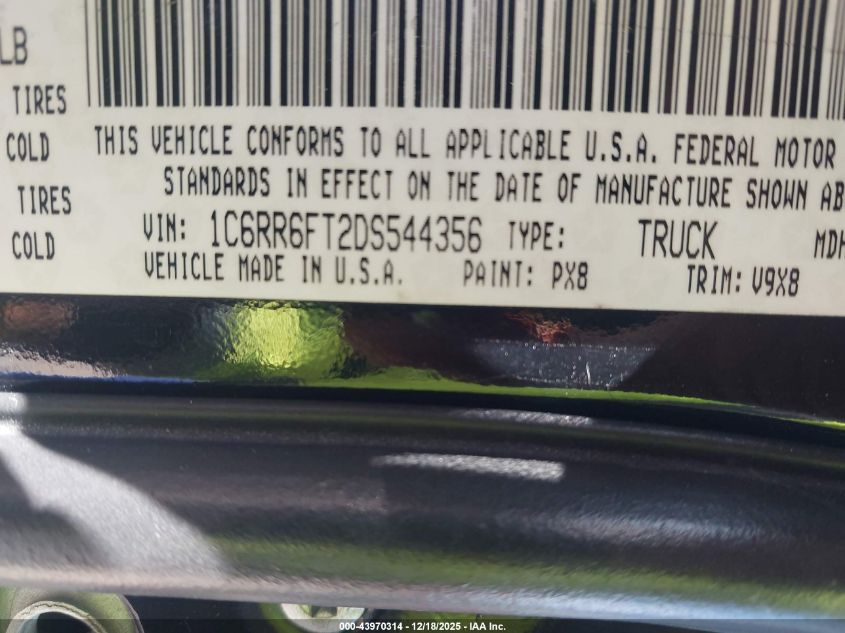 2013 Ram 1500 Express VIN: 1C6RR6FT2DS544356 Lot: 43970314