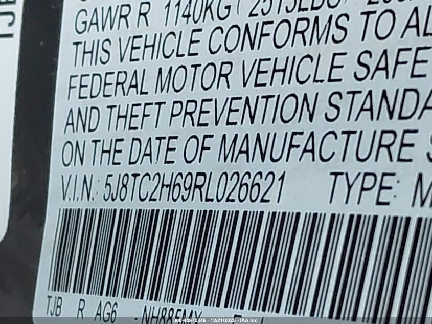 2024 Acura Rdx A-Spec Package VIN: 5J8TC2H69RL026621 Lot: 43970346