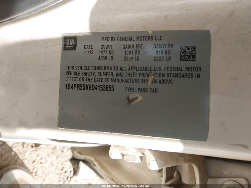 2013 Buick Verano Convenience Group VIN: 1G4PR5SK8D4153865 Lot: 43970353