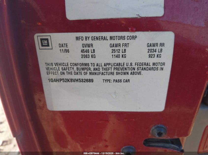 1997 Buick Lesabre Custom VIN: 1G4HP52K8VH532689 Lot: 43970444