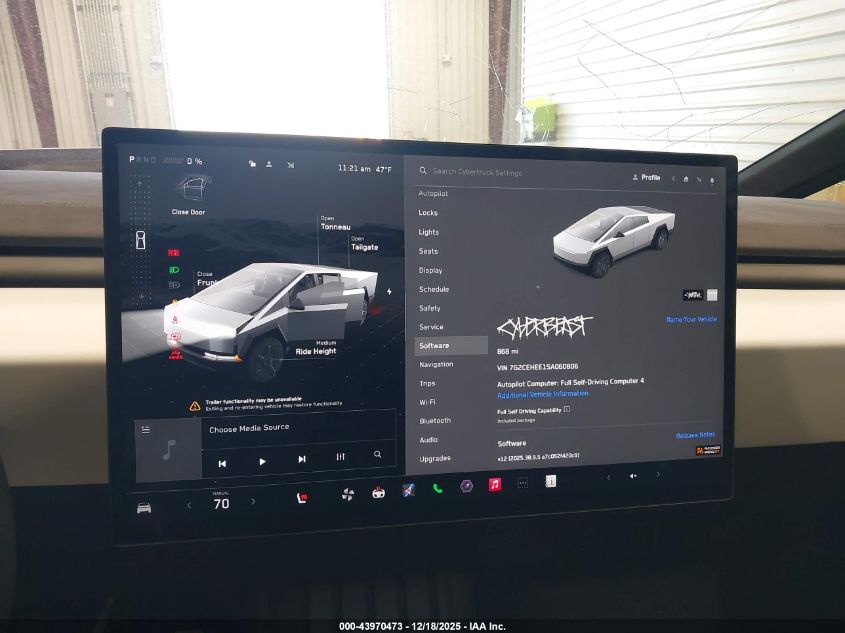 2025 Tesla Cybertruck Cyberbeast VIN: 7G2CEHEE1SA060806 Lot: 43970473
