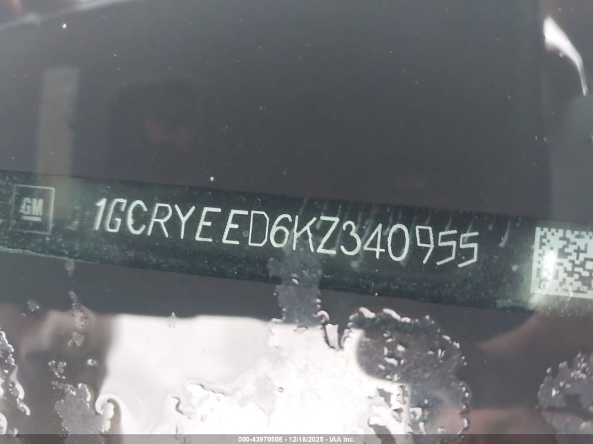 2019 Chevrolet Silverado 1500 Rst VIN: 1GCRYEED6KZ340955 Lot: 43970508