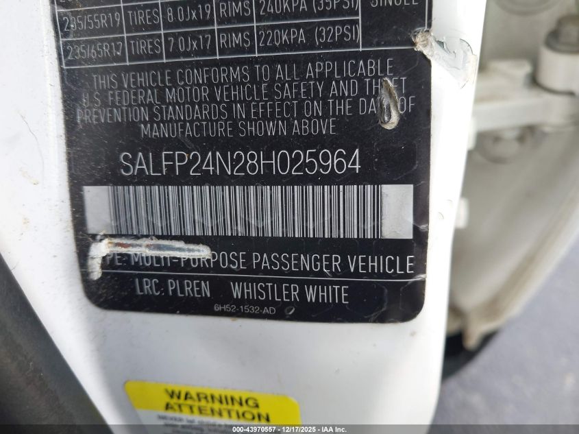 2008 Land Rover Lr2 Se VIN: SALFP24N28H025964 Lot: 43970557