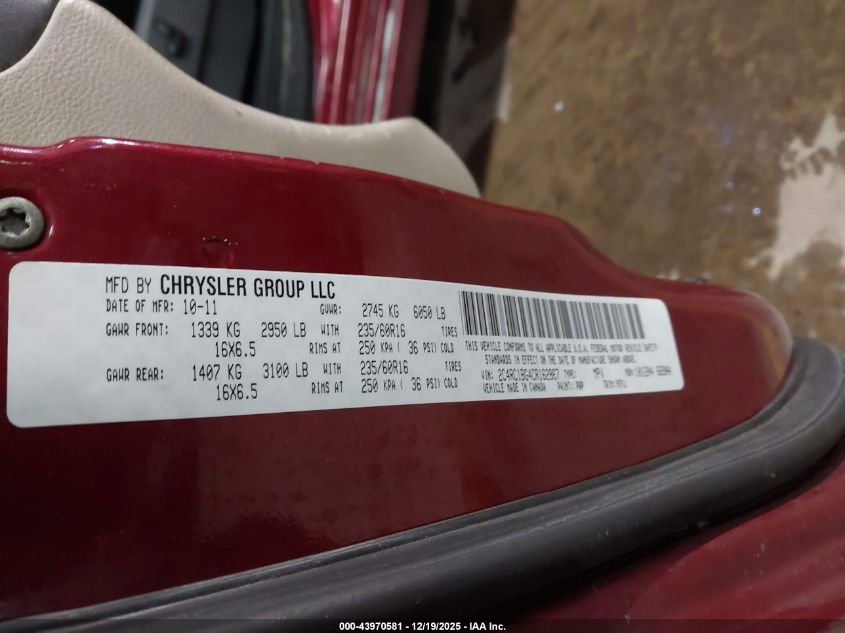 2012 Chrysler Town & Country Touring VIN: 2C4RC1BG4CR162867 Lot: 43970581