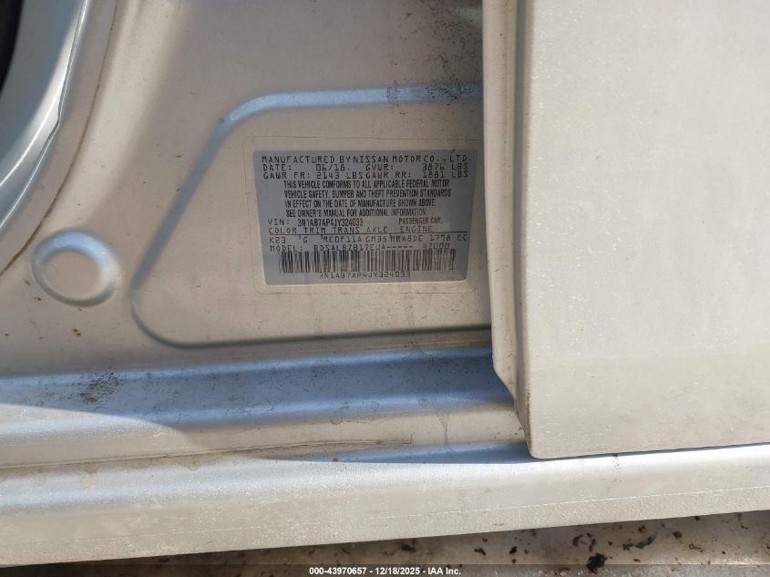 2018 Nissan Sentra S VIN: 3N1AB7AP4JY324033 Lot: 43970657