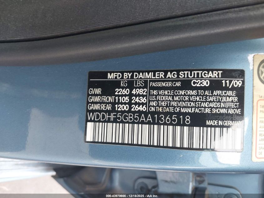 2010 Mercedes-Benz E 350 VIN: WDDHF5GB5AA136518 Lot: 43970666